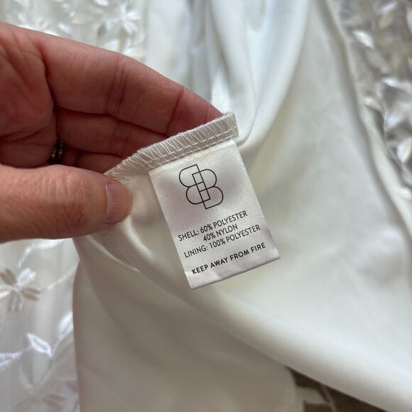 Baltic Born Marseille Embossed Maxi Dress Women's L White Long Slit Bride Fairy - Picture 6 of 10